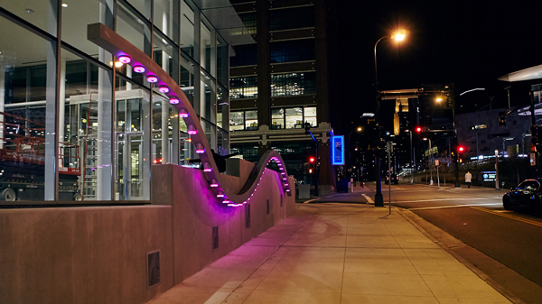 Sidewalk harp installation