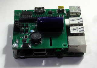 UTC Hat on Pi - side view