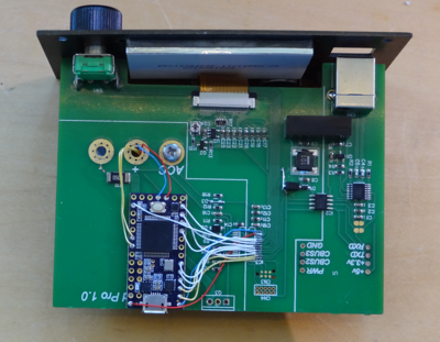 Hacked PCB showing addition of Teensy 3.2