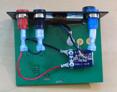 Hacked PCB showing addition of current sensor