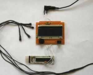 Guts of monitor showing LCD and arduino