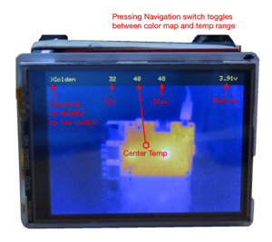 Teensy cam display describing different parts of the display