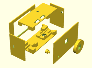 Exploded view of 3D printed camera case