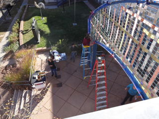 A view installing on the arches from the roof