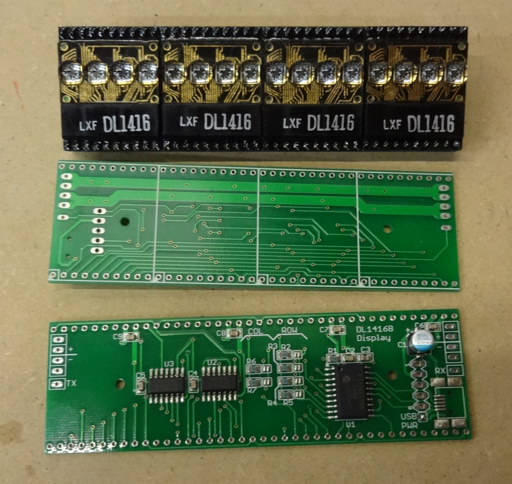 Custom PCB for intelligent display with 4 DL1416 LED modules