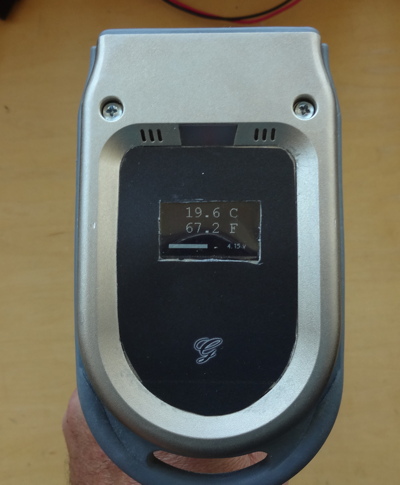 IR Temperature monitor top showing it operating