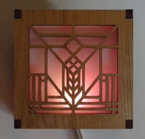 Laser cut LED nightlight lit art-deco pink