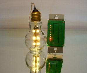Pill-bottle edison lamp lit by LEDs with touch dimmer