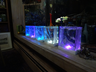 Row of individually lit glass blocks