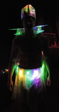 LED lit mardi gras costume (on a thinner and younger version of myself)